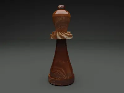 Chess set wooden piece Free low-poly 3D model