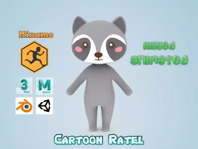 Cartoon Ratel character 3d Low-poly 3D model