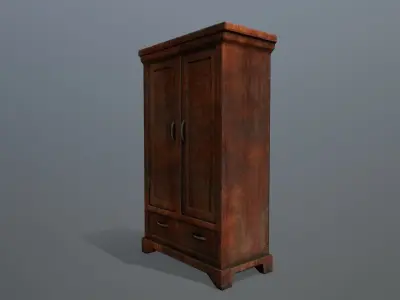 Cabinet 5 wooden wardrobe Low-poly 3D model