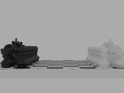 Chess board with pieces Free 3D model