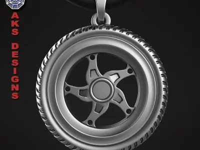  Pendant biker Jewelry tyre version 1 3D print model