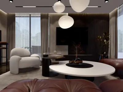 Interior Living Room and Bedroom design Sketch up File 3D model