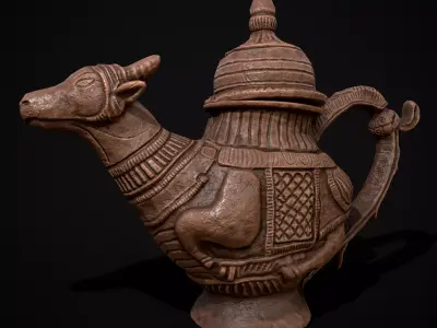 Clay Cow Decorative Vessel Low-poly 3D model