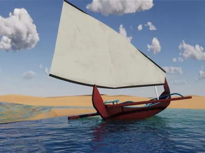 traditional boat Low-poly 3D model
