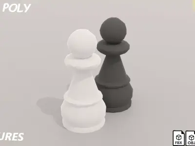 chess pawns Low-poly 3D model