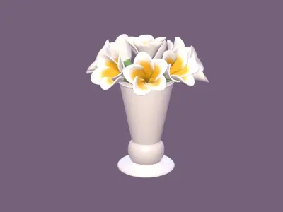 Decor bouquet of flowers in a porcelain vase 1 3D model