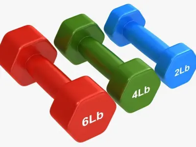Dumbbell Set three dumbbells with different weights Low-poly 3D model