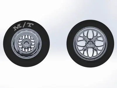 Set of wheel KEIZER Slepen for scale model of dragster 3D print model