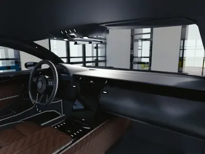 BLENDER EEVEE Brandless Small 4 door sedan Low-poly 3D model