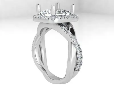 Square Halo Twisted Ring 3638 3D print model
