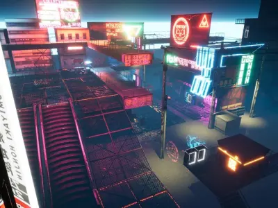 Cyberpunk City Scene 3D model
