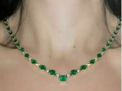 Luxury Green Diamond Necklace Emerald 3D print model