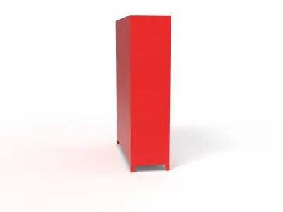 METAL CABINET -TRIPLE LONG- SIX COVER-RED AND WHITE Low-poly 3D model