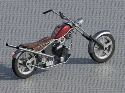American Motorcycle Low-poly 3D model