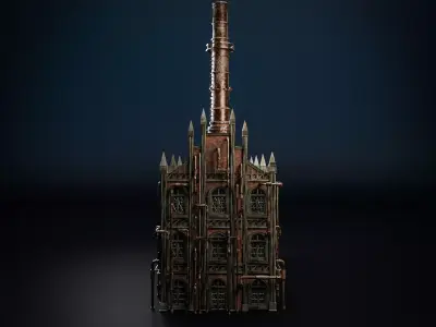 STEAMPUNK INDUSTRIAL BUILDING 4 Low-poly 3D model