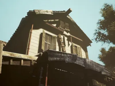 UE4 UE5 Abandoned wooden house modular V02Pro Updated 009 Low-poly 3D model