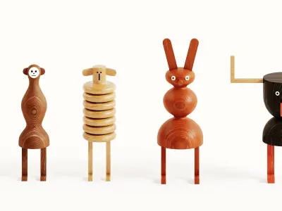 Funny Wooden Figures - Gaga 3D model