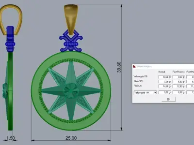 Compass Pendant Jewelry Brand Gold 3D print model