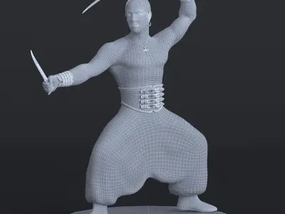 Cossack statue Low-poly 3D model