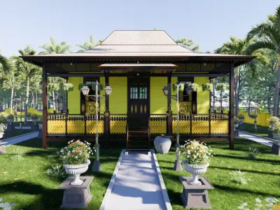 Limas Traditional House of Sambas West Borneo - Type 1 3D model