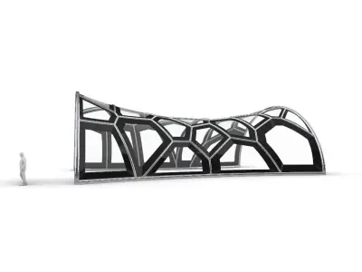 Voronoi Pavilion Structure with Glass Panels v1 3D model