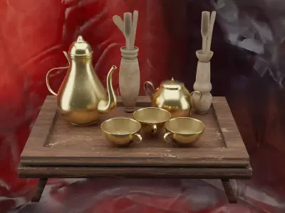 Golden Tea Party 3D model