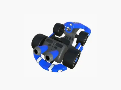 Cartoon Kart D02 Blue - Vehicle Racing Design Low-poly 3D model