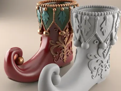 Elf Boot Planter urn candy container candle holder 3D print model