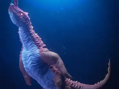 Oceanic serpentine dragon made in blender 3D model