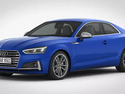 Audi S5 Coupe 2018 detailed interior 3D model