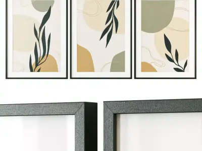 Triptych abstract poster set 3D model