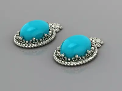 Turquoise earrings 3D print model