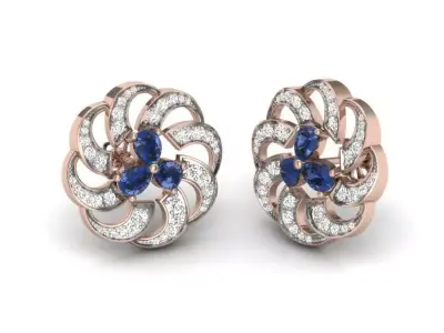 Earrings 3D print sapphire and diamond brooch 3D print model