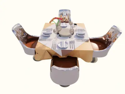 Aesthetic Fine Dining Restaurant dining tables Low-poly 3D model