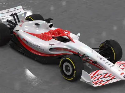 Formula 1 2022 White Livery Rigged 3D model