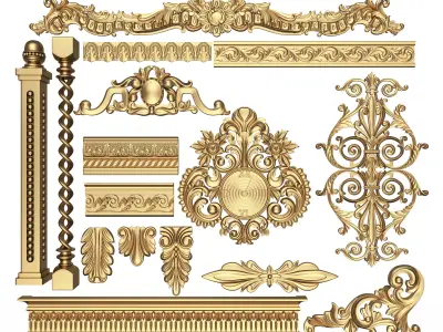 Collection of 170 Classic Carvings 06 Low-poly 3D model