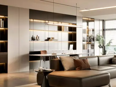 Modern living room 3D model 3D model