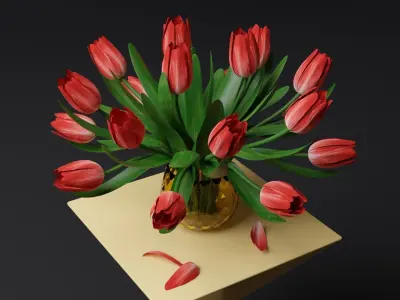 Tulips Vase Low-poly 3D model purchase