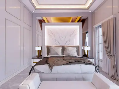 Luxury Modern Bedroom Design with walking Closet full furniture  3D model