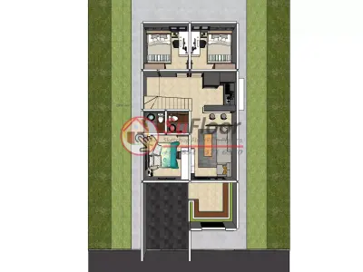 House 8x20m code 555 - Sketchup 3D model 3D model 3D model