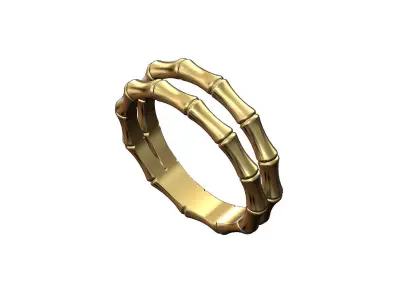 Double row bamboo shaped band US sizes 6 7 8 9 3D print model