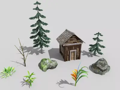 9 low poly forest props pack Low-poly 3D model