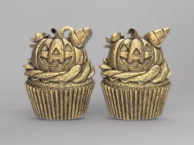 hallowen pumpkin cupcake decor  3D print model