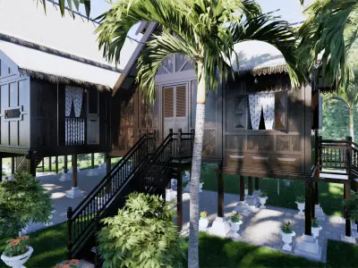 Pahang Traditional House of Malaysia 3D model