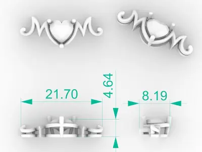 Exclusive Mothers Day Heart Necklace 3D print model
