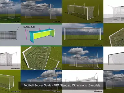 Football-Soccer Goals - FIFA Standard Dimensions 3D Model Pack