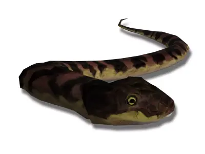 Low poly grass-snake snake Low-poly 3D model