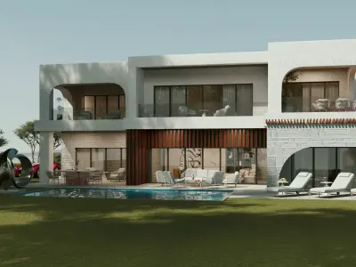 Luxury Landscape Villa Scene 3D model