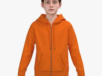 Kids male zipper hoodie 3D model