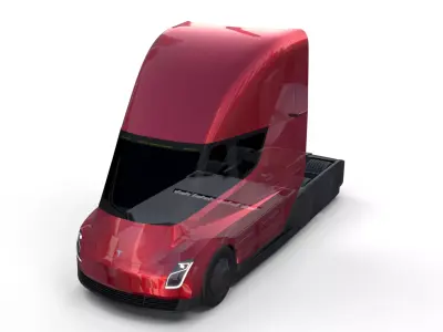 Tesla Truck with Chassis Red 3D model